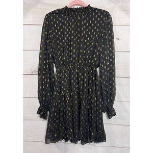 o.p.t. Dress Size MED Black Gold High Neck Long Sleeves